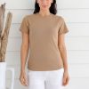 Women'S Clothing Braintree Hemp | Ayla - Hemp Rib Knit Tee Light Latte