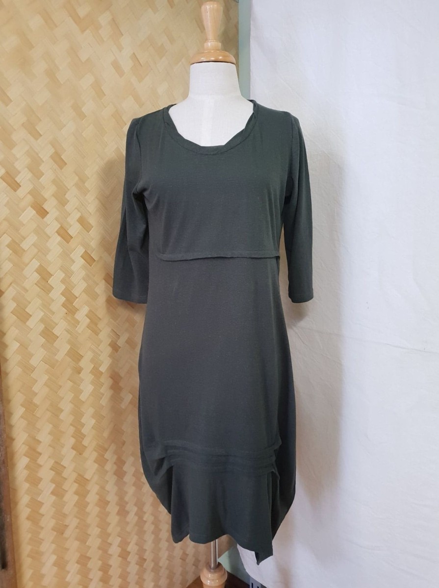 Women'S Clothing Hemp Straw Silk | 3/4 Sleeve Pixie Dress Earthy Orange