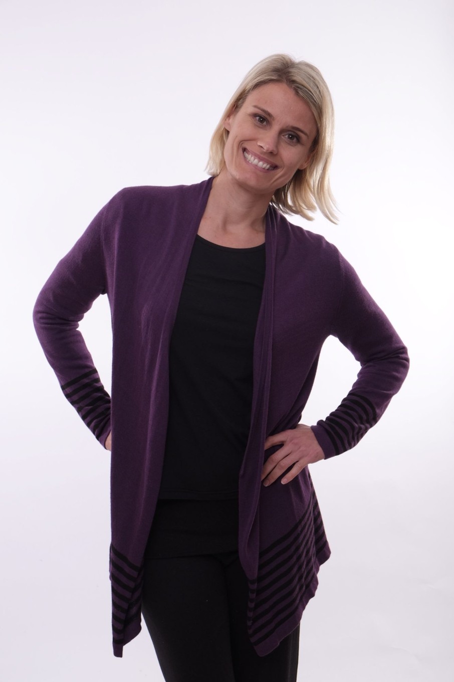 Women'S Clothing Braintree Hemp | Bamboo Cotton Open Cardigan Black