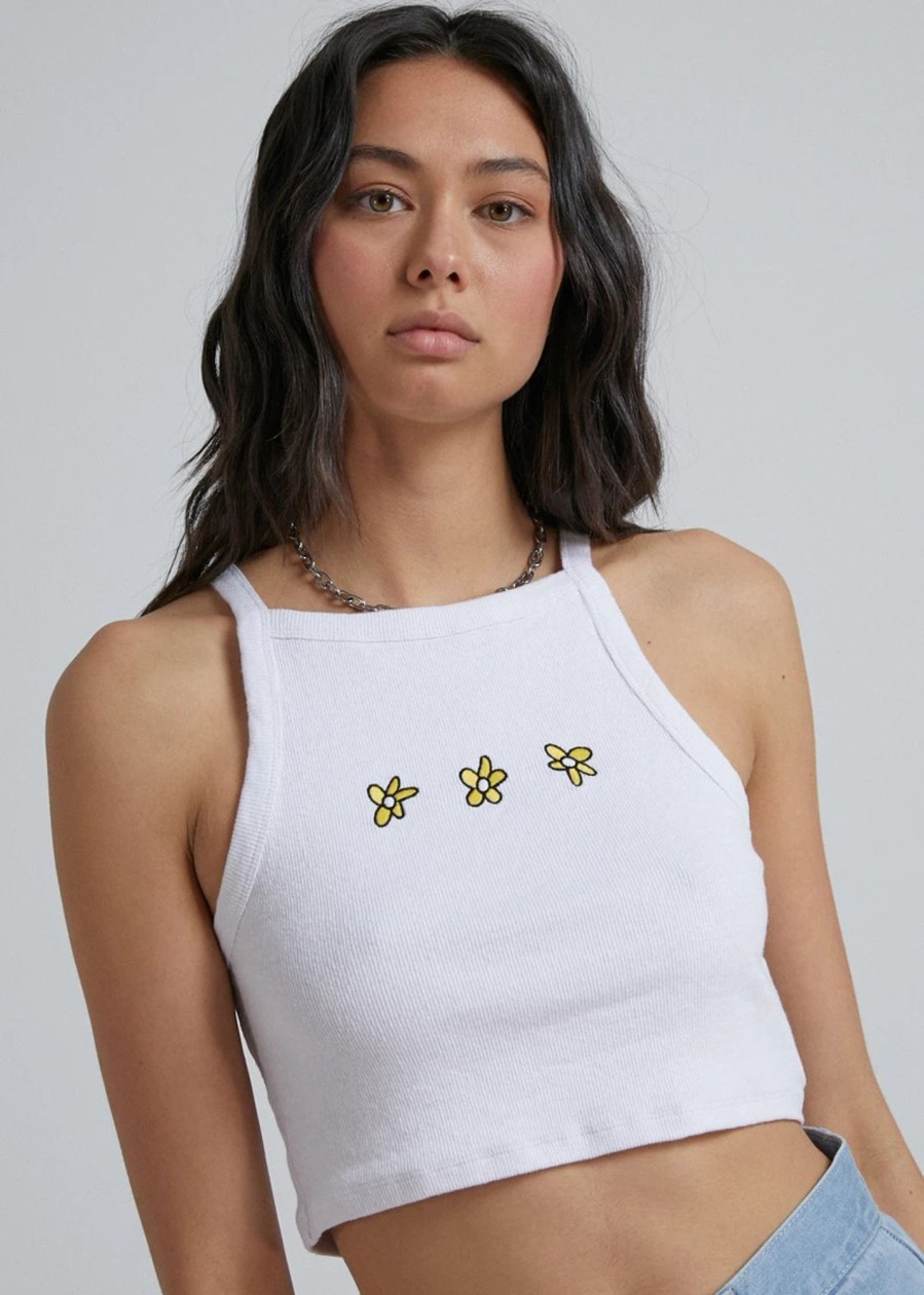 Women'S Clothing Afends | Daisy Chain - Hemp Rib Singlet White