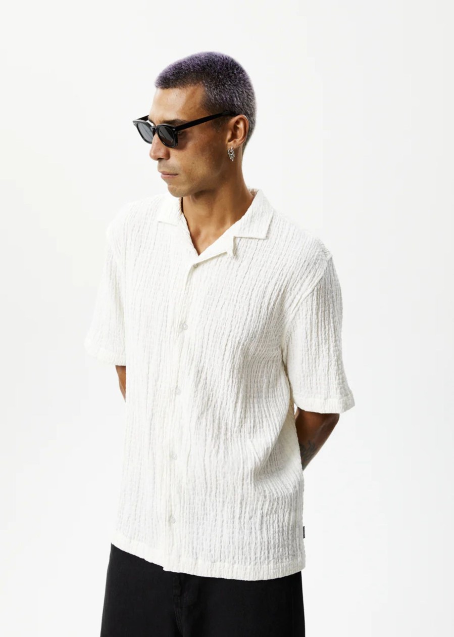 Men'S Clothing Afends | Calm - Cuban Short Sleeve Shirt White