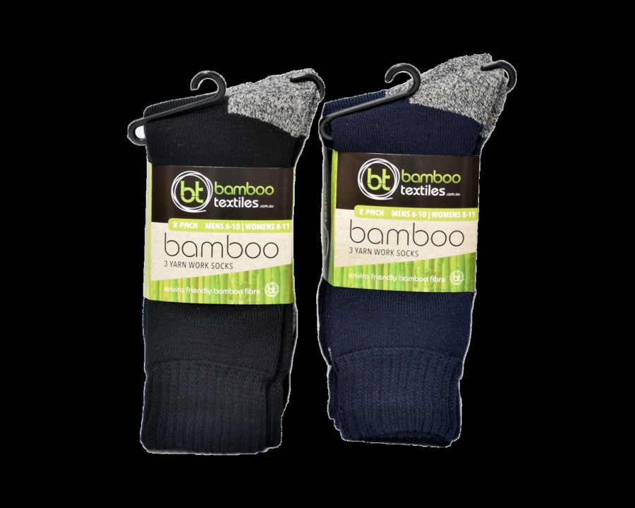 Women'S Clothing Bamboo Textiles | 2-Pack 3-Yarn Work Socks Black