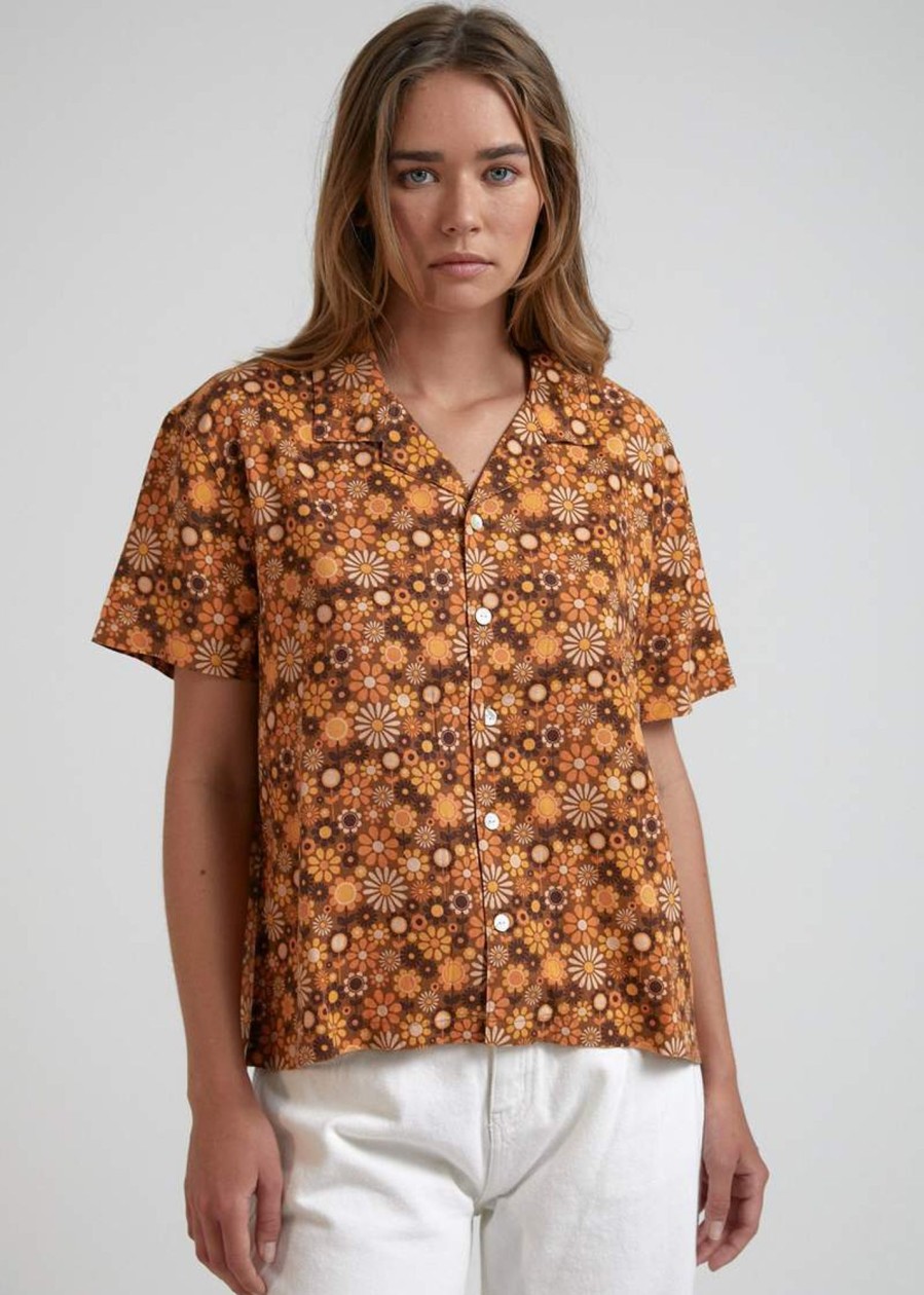 Women'S Clothing Afends | Daisy May - Hemp Short Sleeve Shirt Navy