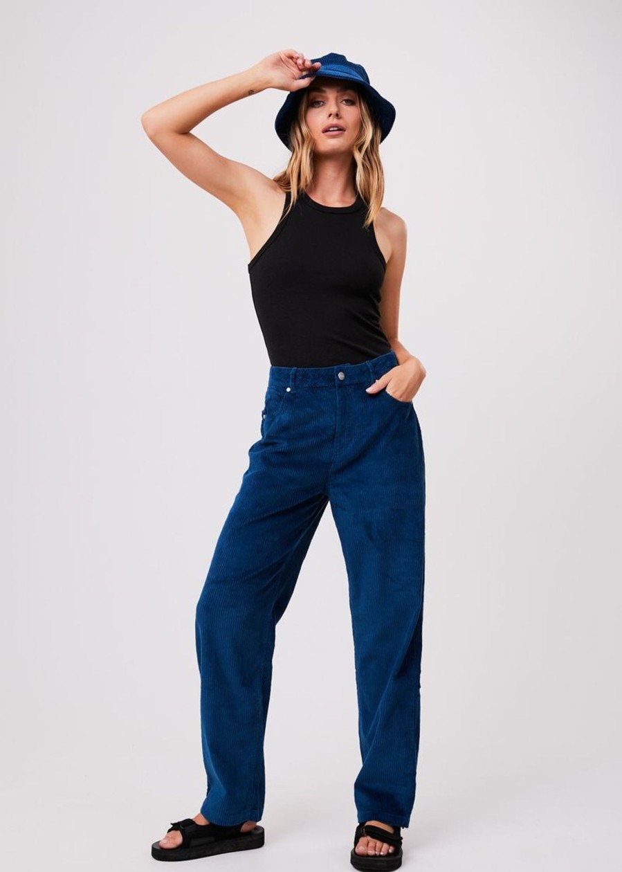 Women'S Clothing Afends | Anderson Shelby Long - Hemp Corduroy Wide Leg Pants Cobalt