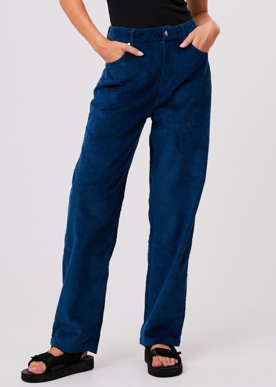 Women'S Clothing Afends | Anderson Shelby Long - Hemp Corduroy Wide Leg Pants Cobalt