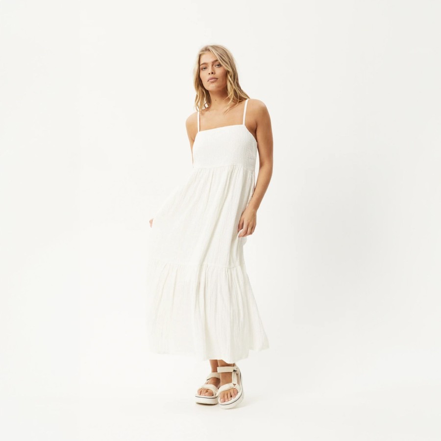 Women'S Clothing Afends | Calm - Seersucker Maxi Dress White