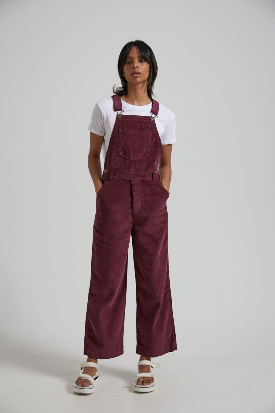 Women'S Clothing Afends | Lucie - Hemp Corduroy Overalls Wine