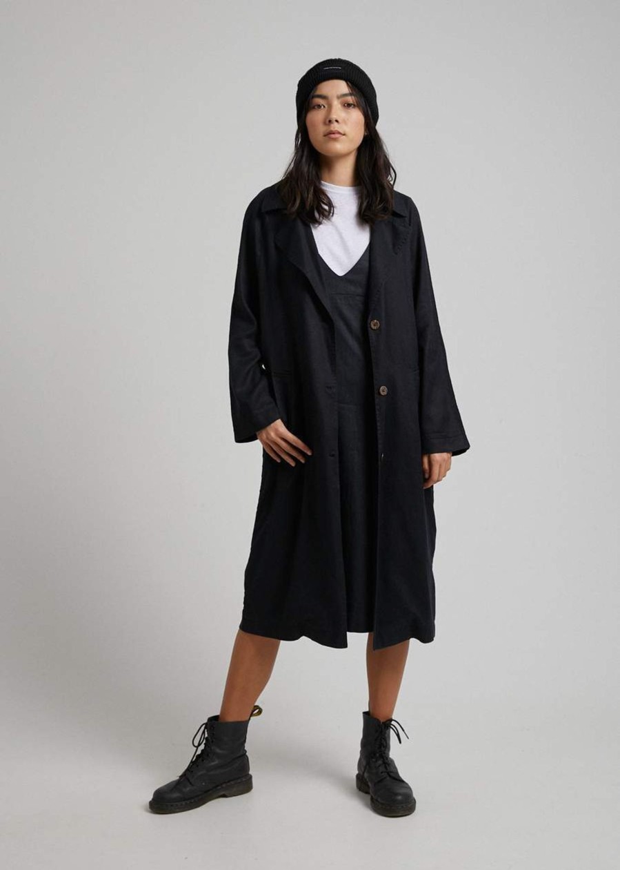 Women'S Clothing Afends | Maya - Hemp Trench Coat Black