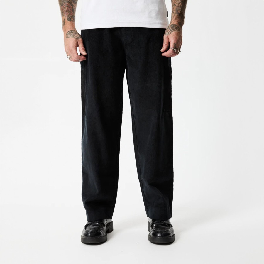 Men'S Clothing Afends | Asta - Hemp Corduroy Relaxed Pants Black