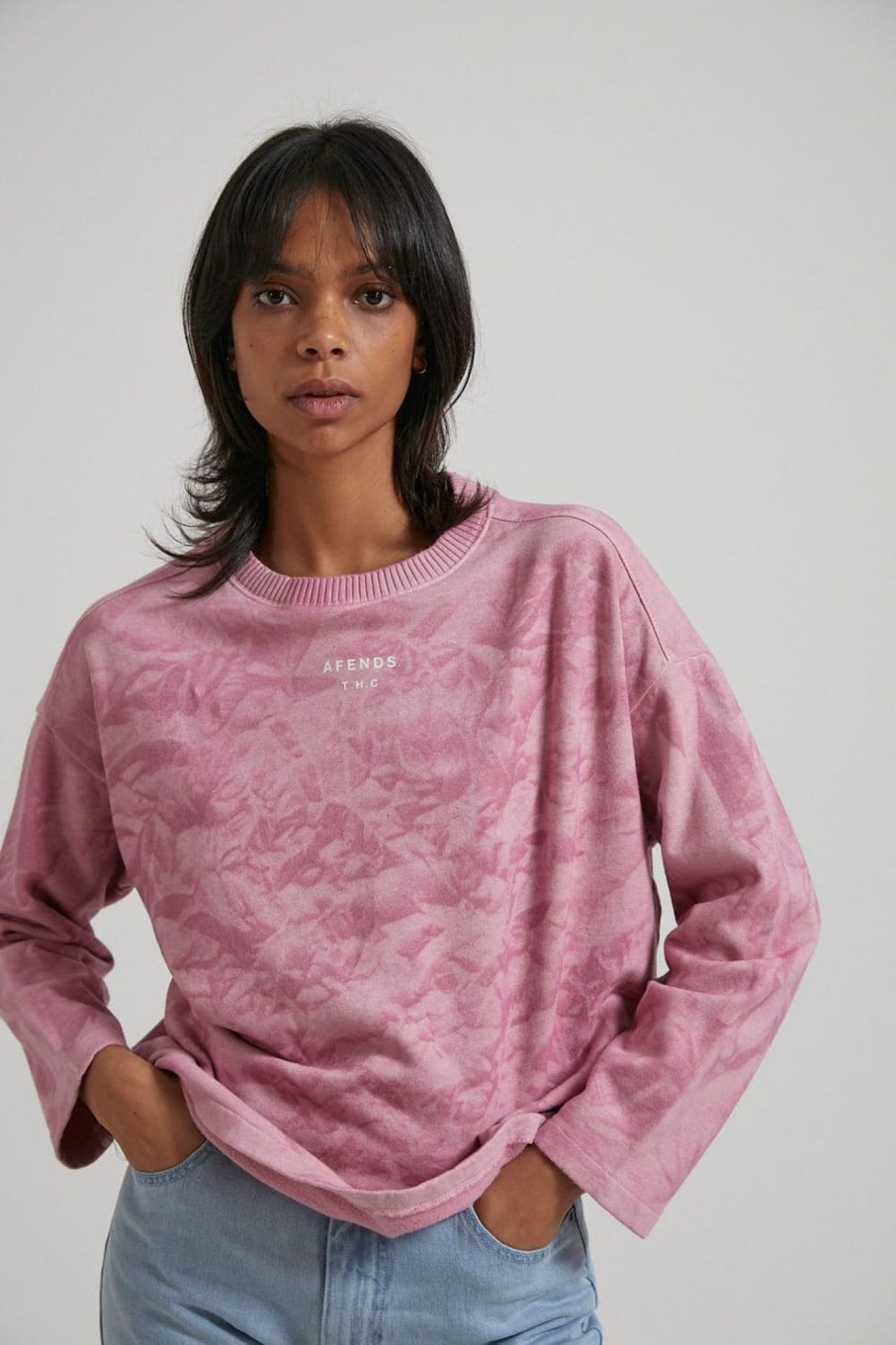 Women'S Clothing Afends | Evolve - Hemp Oversized Crew Neck SmoOnline Lilac