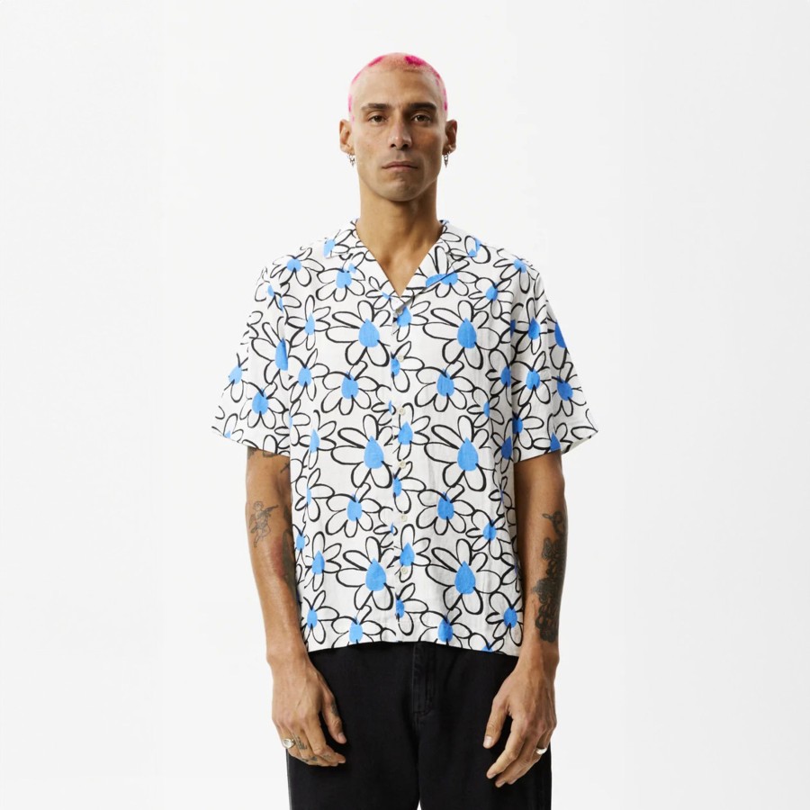 Men'S Clothing Afends | Waterfall - Cuban Short Sleeve Shirt White