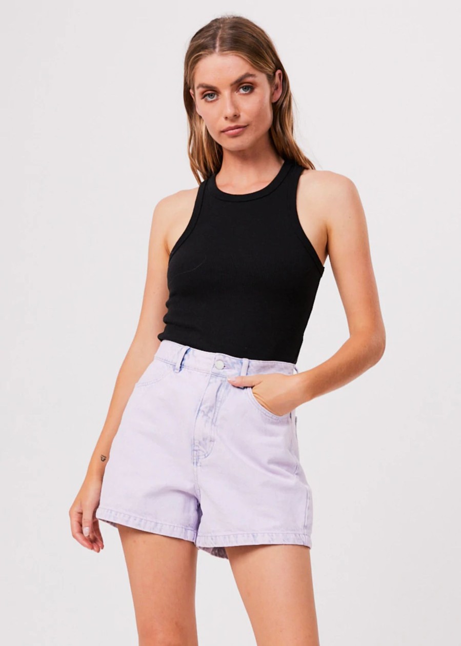 Women'S Clothing Afends | Seventy Threes - Hemp Denim High Waisted Shorts Vintage Orchid