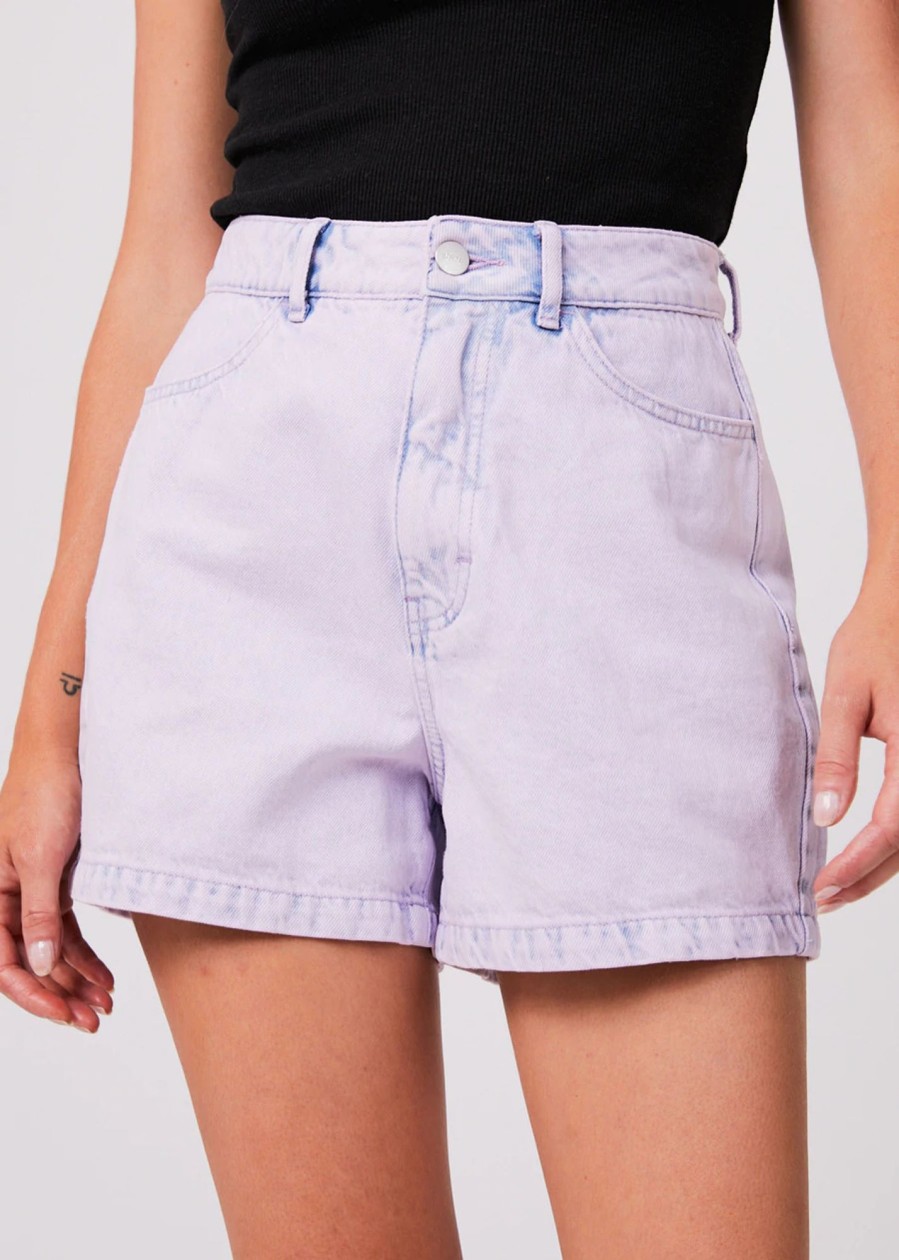 Women'S Clothing Afends | Seventy Threes - Hemp Denim High Waisted Shorts Vintage Orchid