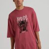 Men'S Clothing Afends | Revolt - Hemp Oversized Graphic T-Shirt Rose