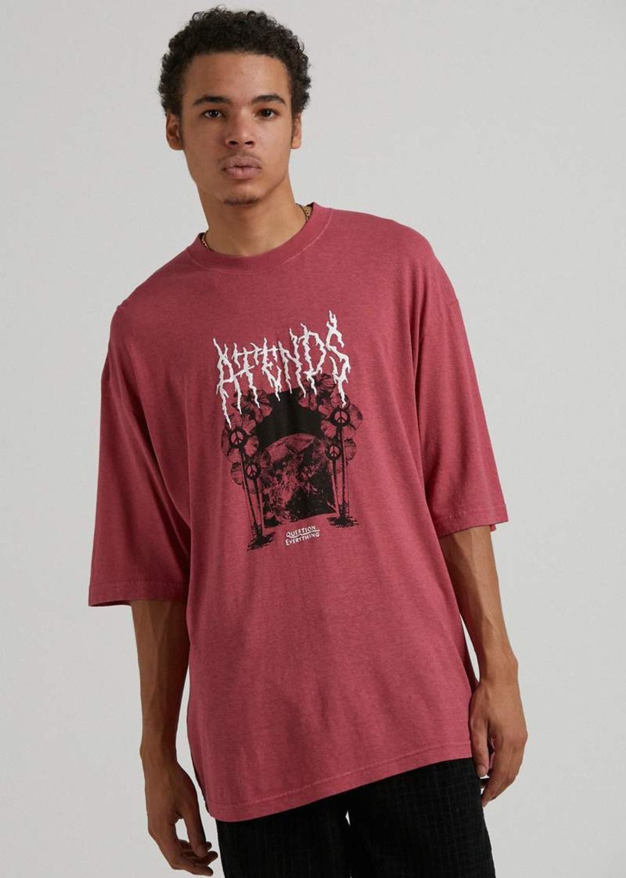 Men'S Clothing Afends | Revolt - Hemp Oversized Graphic T-Shirt Rose