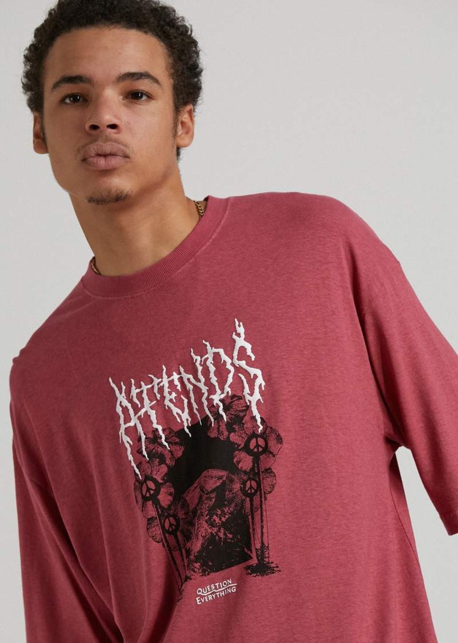 Men'S Clothing Afends | Revolt - Hemp Oversized Graphic T-Shirt Rose