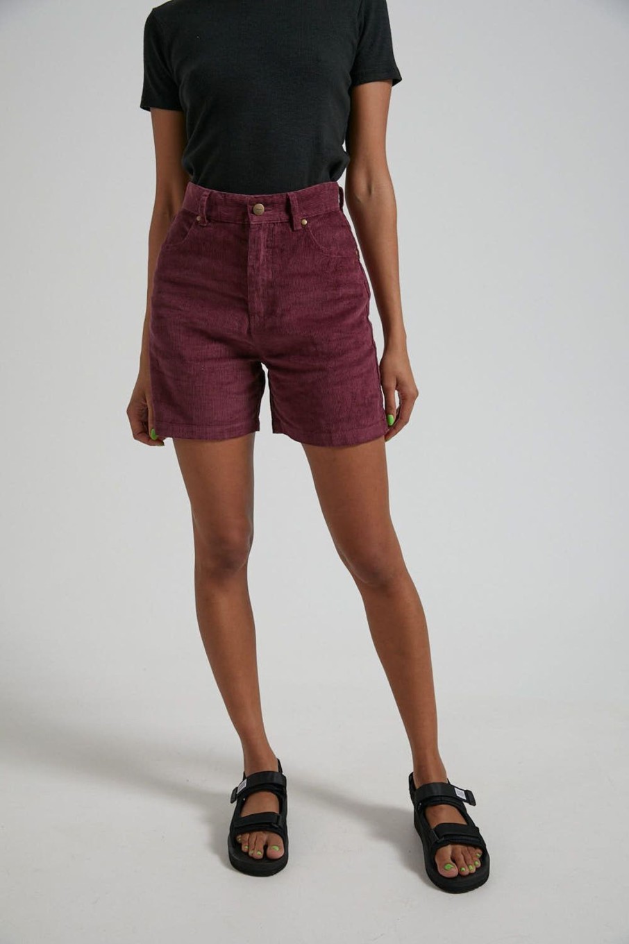 Women'S Clothing Afends | Shelby - Hemp Corduroy Cut Off Shorts Wine