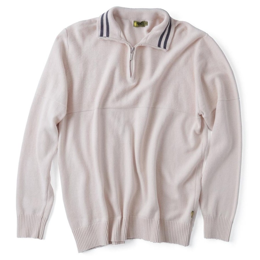 Men'S Clothing Braintree Hemp | James - Hemp Zip Neck Jumper Cream