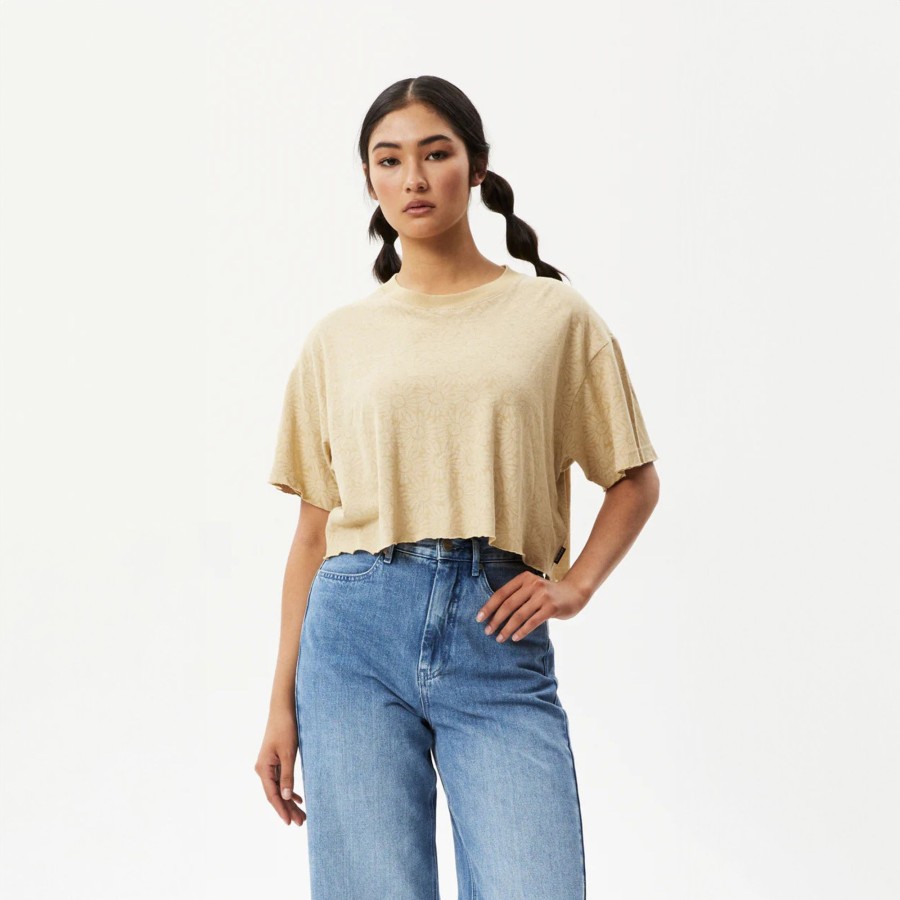 Women'S Clothing Afends | Dandy Slay - Floral Cropped T-Shirt Camel