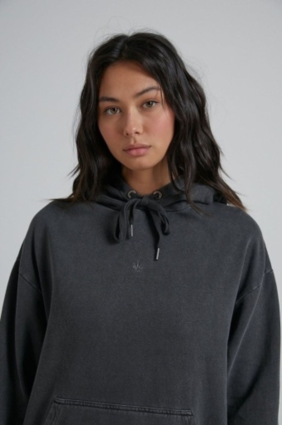 Women'S Clothing Afends | Thc - Unisex Hemp Pull On Hood Stone Black