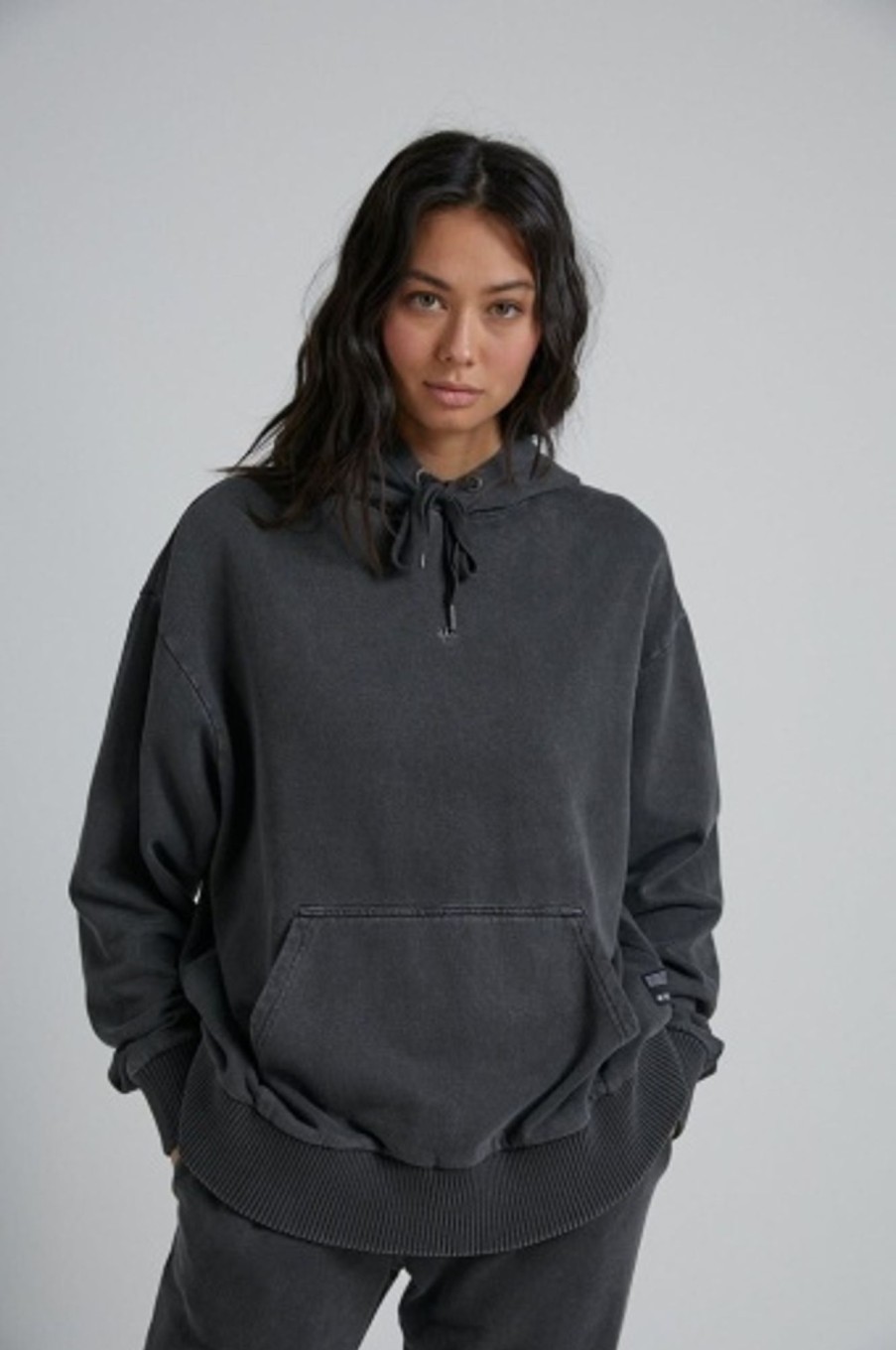 Women'S Clothing Afends | Thc - Unisex Hemp Pull On Hood Stone Black