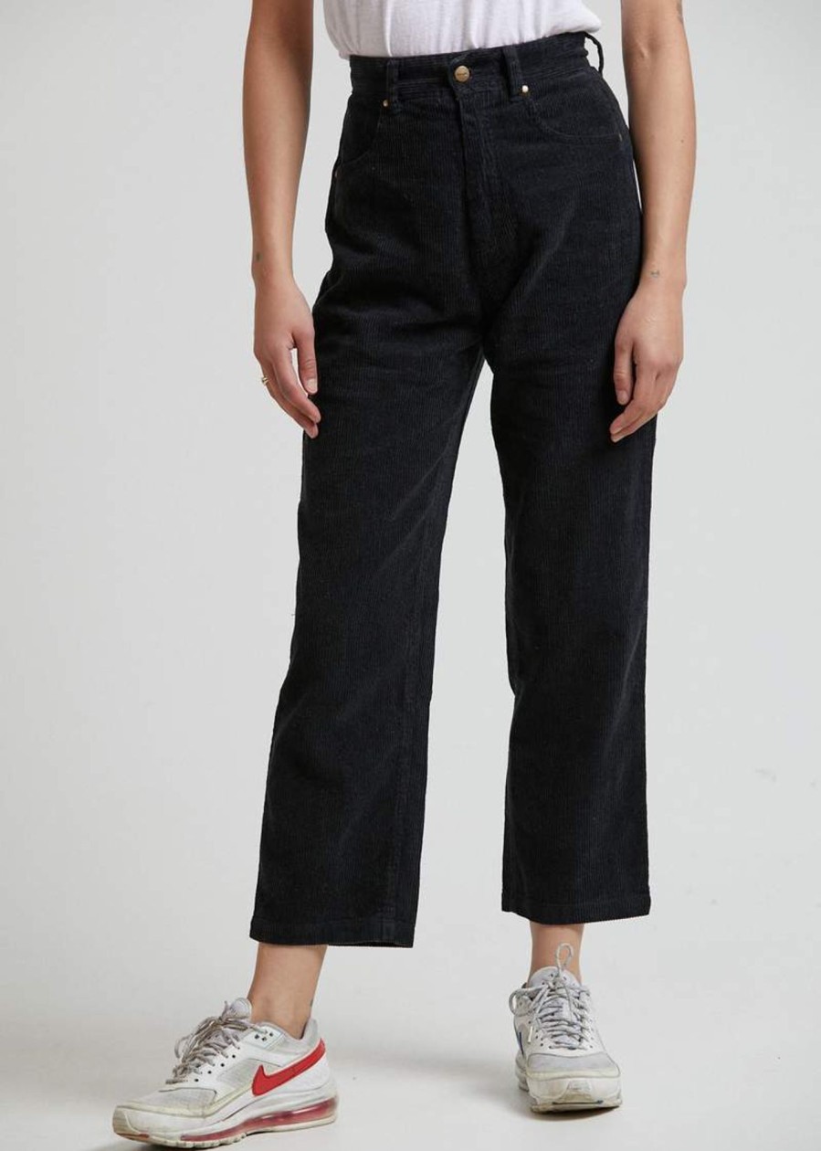 Women'S Clothing Afends | Shelby - Hemp Corduroy High Waist Wide Leg Pant Black