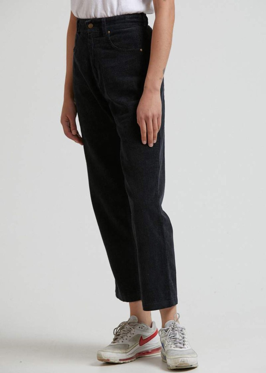 Women'S Clothing Afends | Shelby - Hemp Corduroy High Waist Wide Leg Pant Black