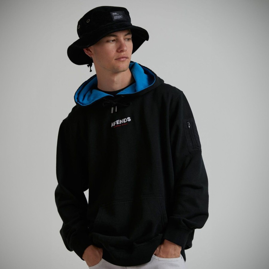 Men'S Clothing Afends | Conspiracy - Hemp Pull On Hood Black