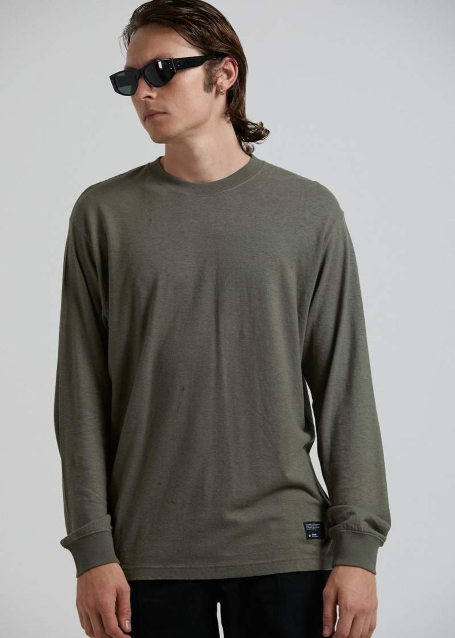 Men'S Clothing Afends | Essential - Hemp Retro Fit Long Sleeve Tee