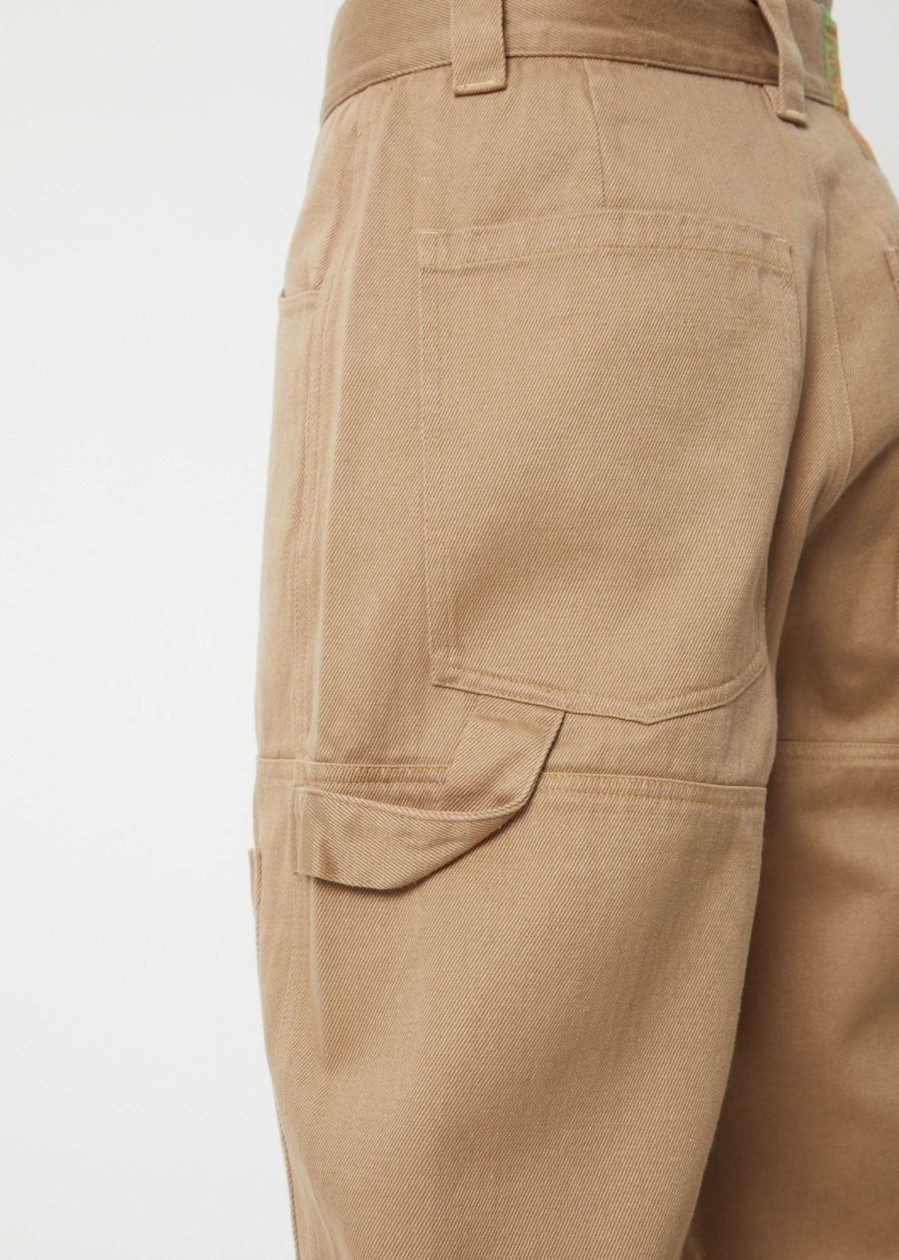 Women'S Clothing Afends | Sleepy Hollow Moss - Hemp Twill Carpenter Pants Tan