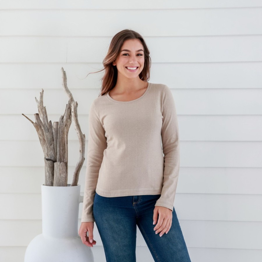 Women'S Clothing Braintree Hemp | Maddy - Hemp Long Sleeve Tee Oat