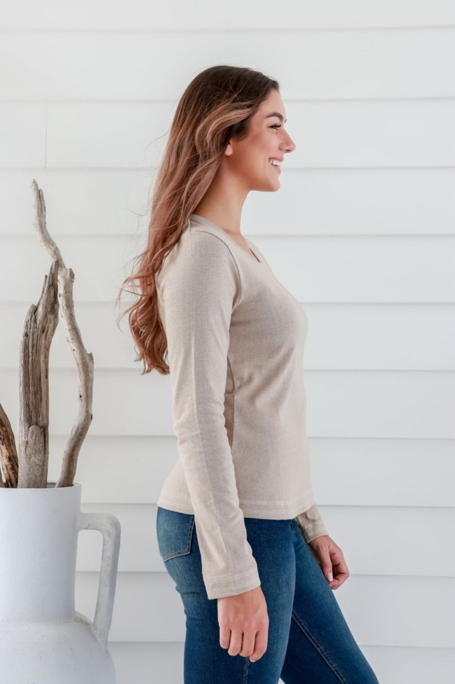 Women'S Clothing Braintree Hemp | Maddy - Hemp Long Sleeve Tee Oat