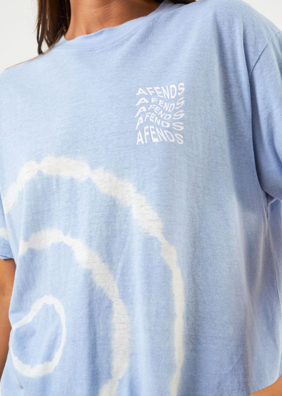 Women'S Clothing Afends | Spiral - Unisex Hemp Boxy T-Shirt Powder Blue