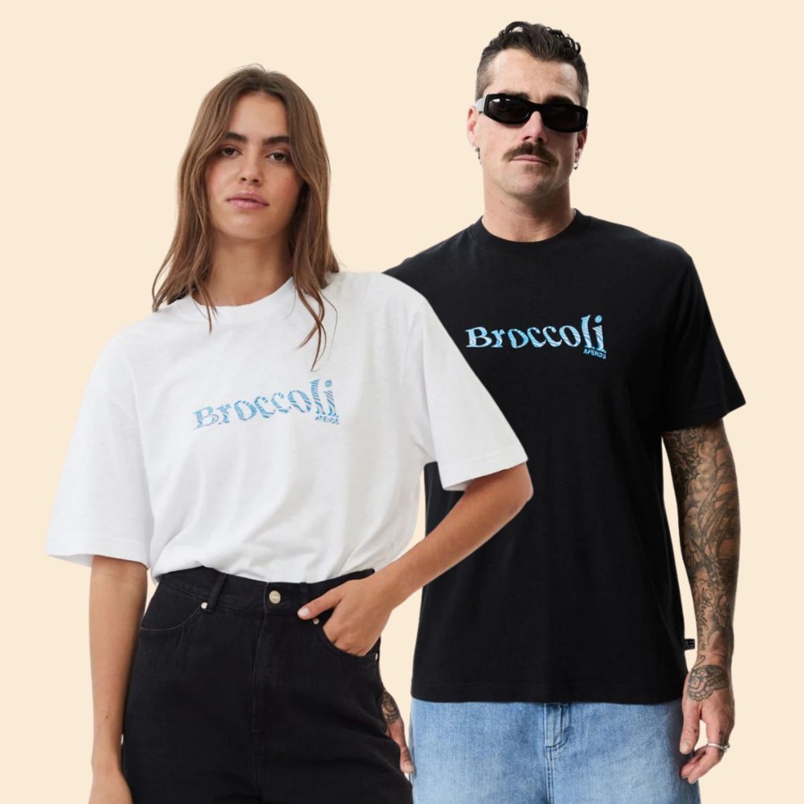 Men'S Clothing Afends | Broccoli - Unisex Hemp Retro T-Shirt White