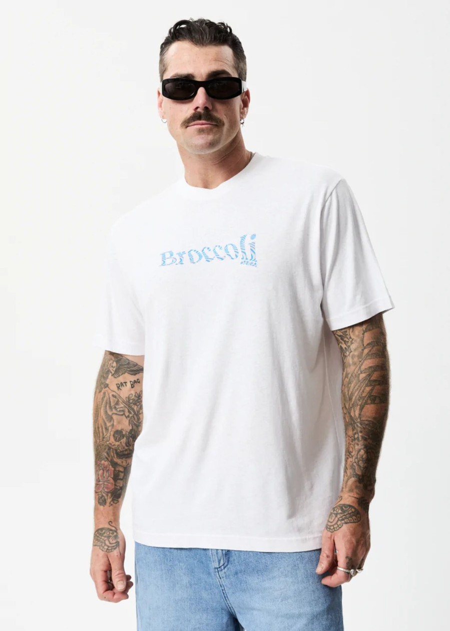 Men'S Clothing Afends | Broccoli - Unisex Hemp Retro T-Shirt White