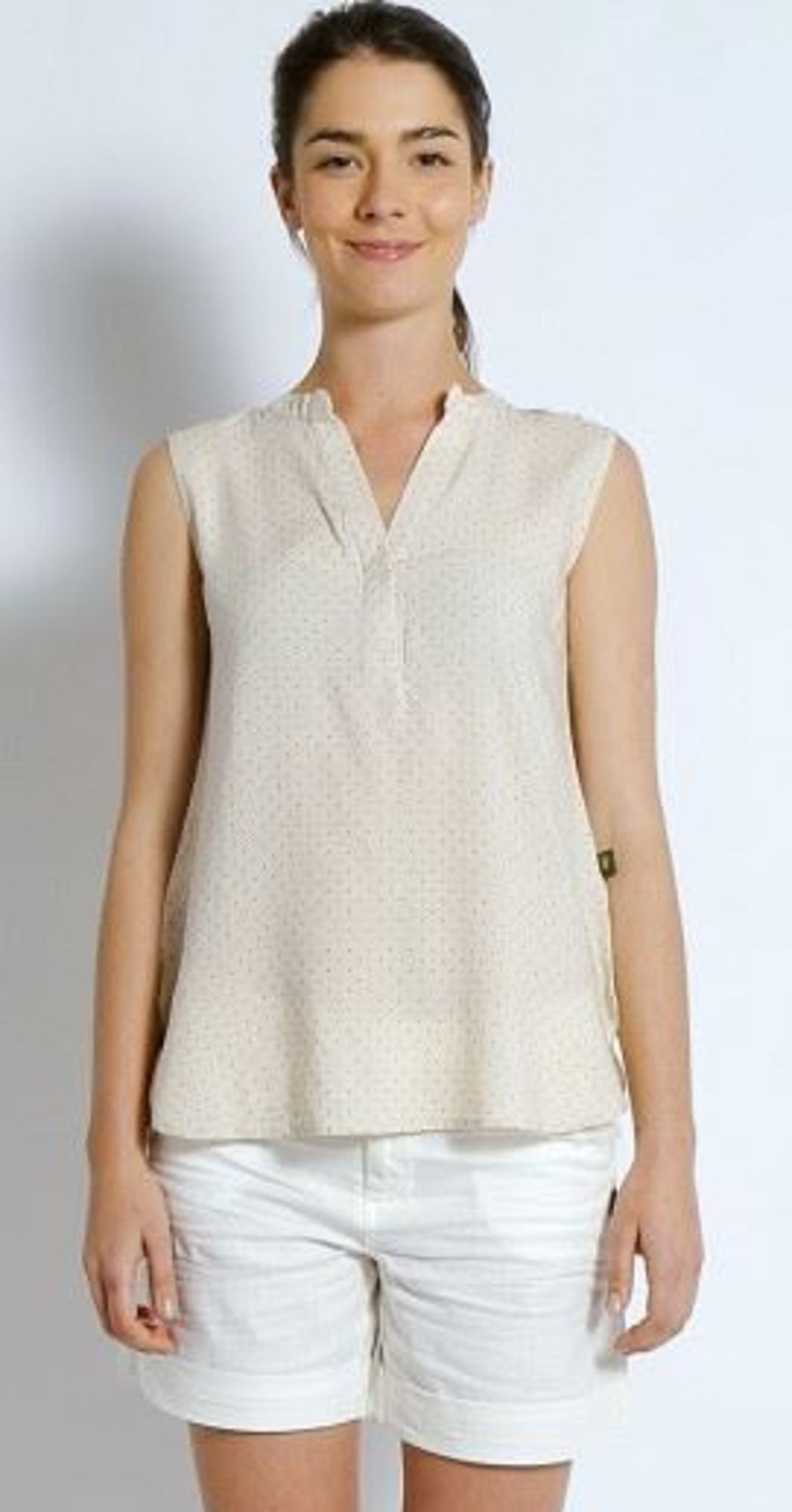 Women'S Clothing Braintree Hemp | Hemp Rayon Dot Print Sleeveless Top Apricot Dot