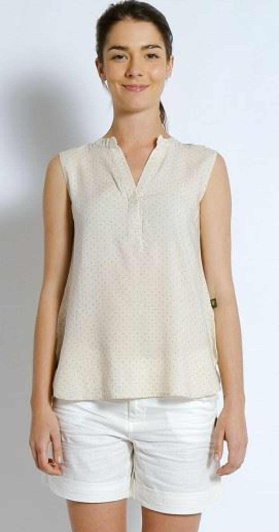 Women'S Clothing Braintree Hemp | Hemp Rayon Dot Print Sleeveless Top Apricot Dot