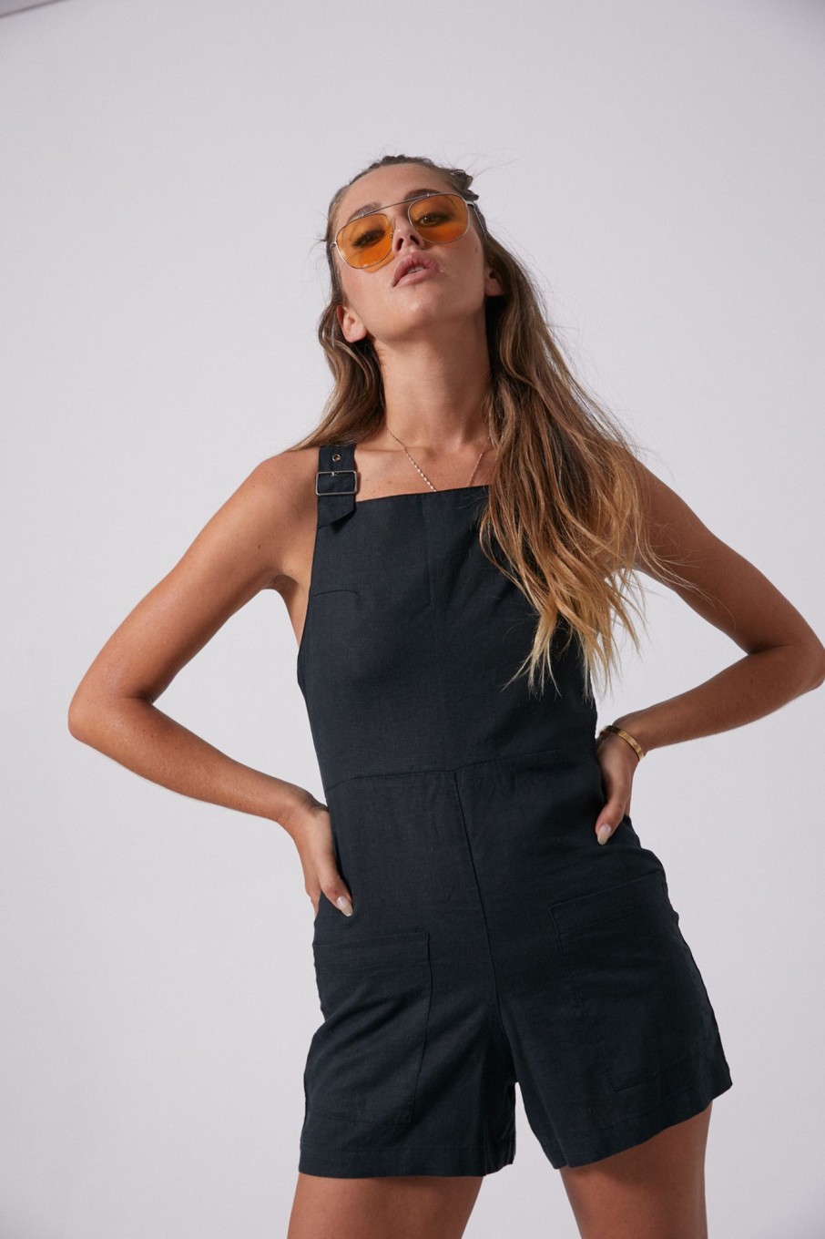 Women'S Clothing Afends | Nirvana - Hemp Playsuit Black