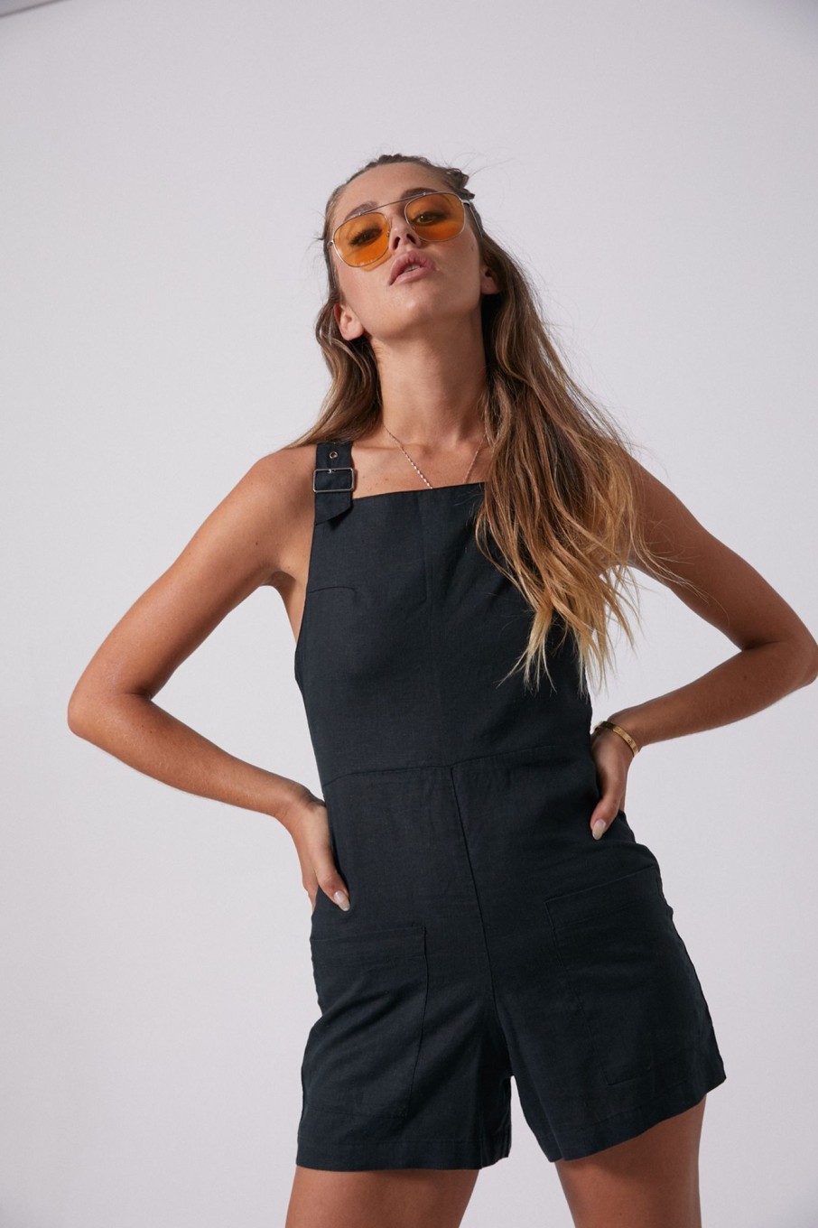 Women'S Clothing Afends | Nirvana - Hemp Playsuit Black