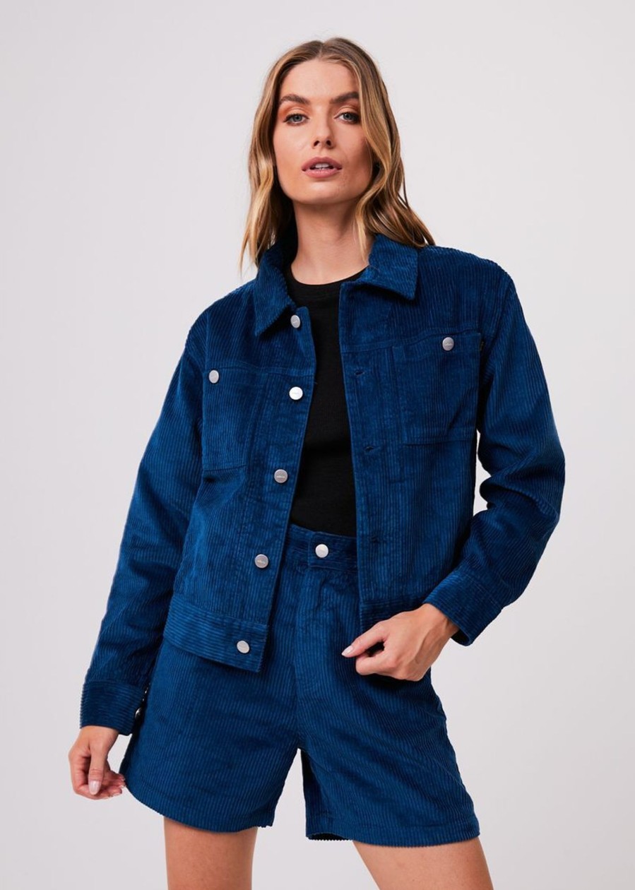 Women'S Clothing Afends | Anderson - Hemp Corduroy Jacket Cobalt