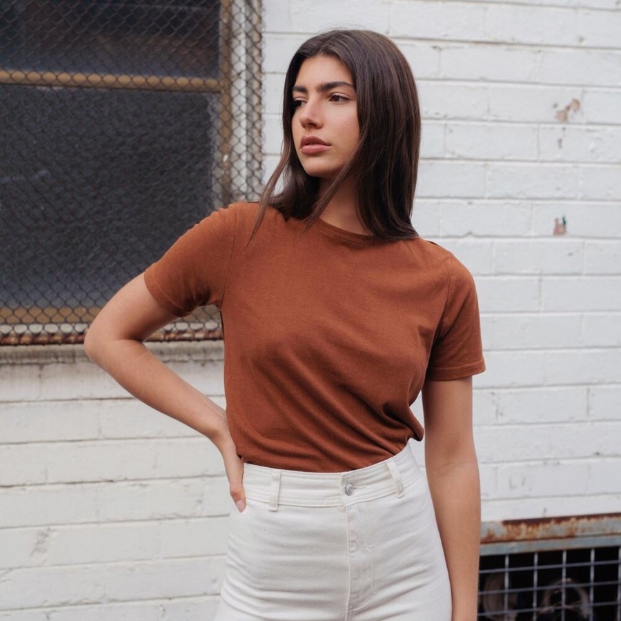 Women'S Clothing Hemp Clothing Australia | Classic Hemp Tee Cinnamon