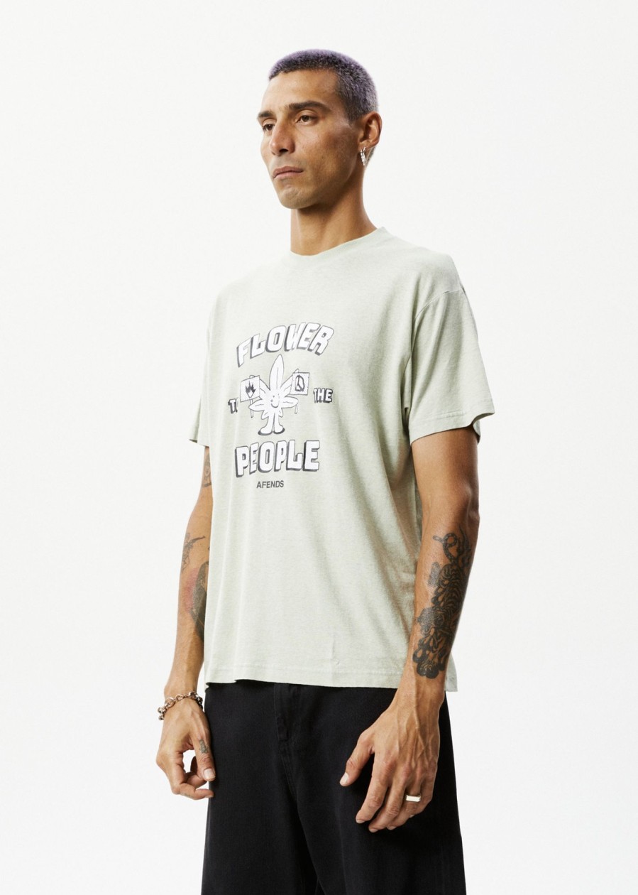 Men'S Clothing Afends | Flower - Graphic Boxy T-Shirt Eucalyptus