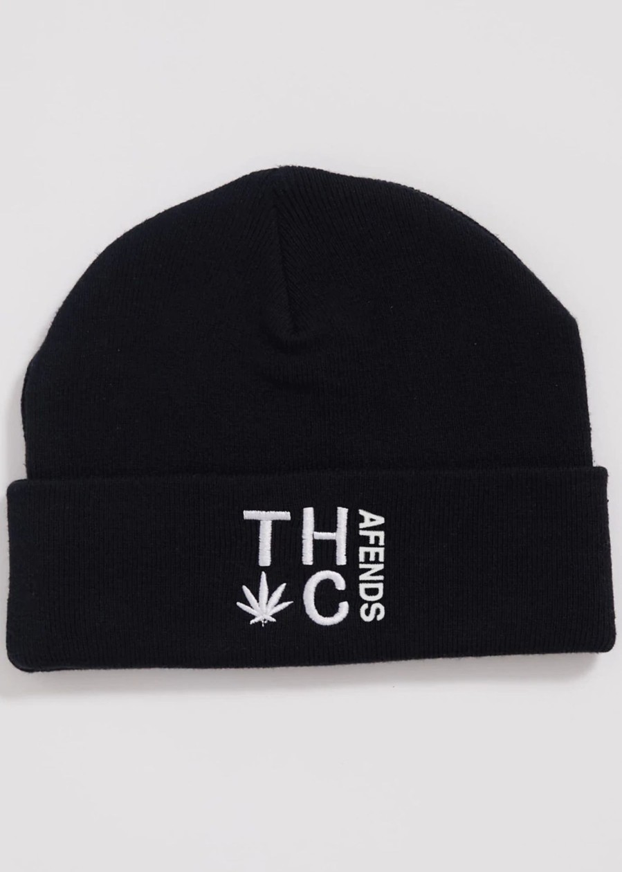 Accessories Afends | Rolled Up - Hemp Beanie - Black - Os