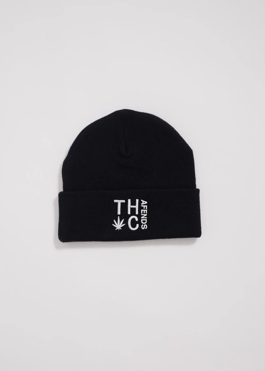 Accessories Afends | Rolled Up - Hemp Beanie - Black - Os