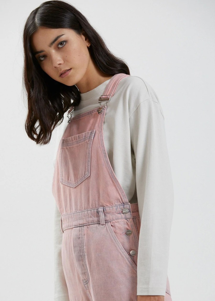 Women'S Clothing Afends | Lucie - Hemp Washed Denim Overalls Vintage Pink