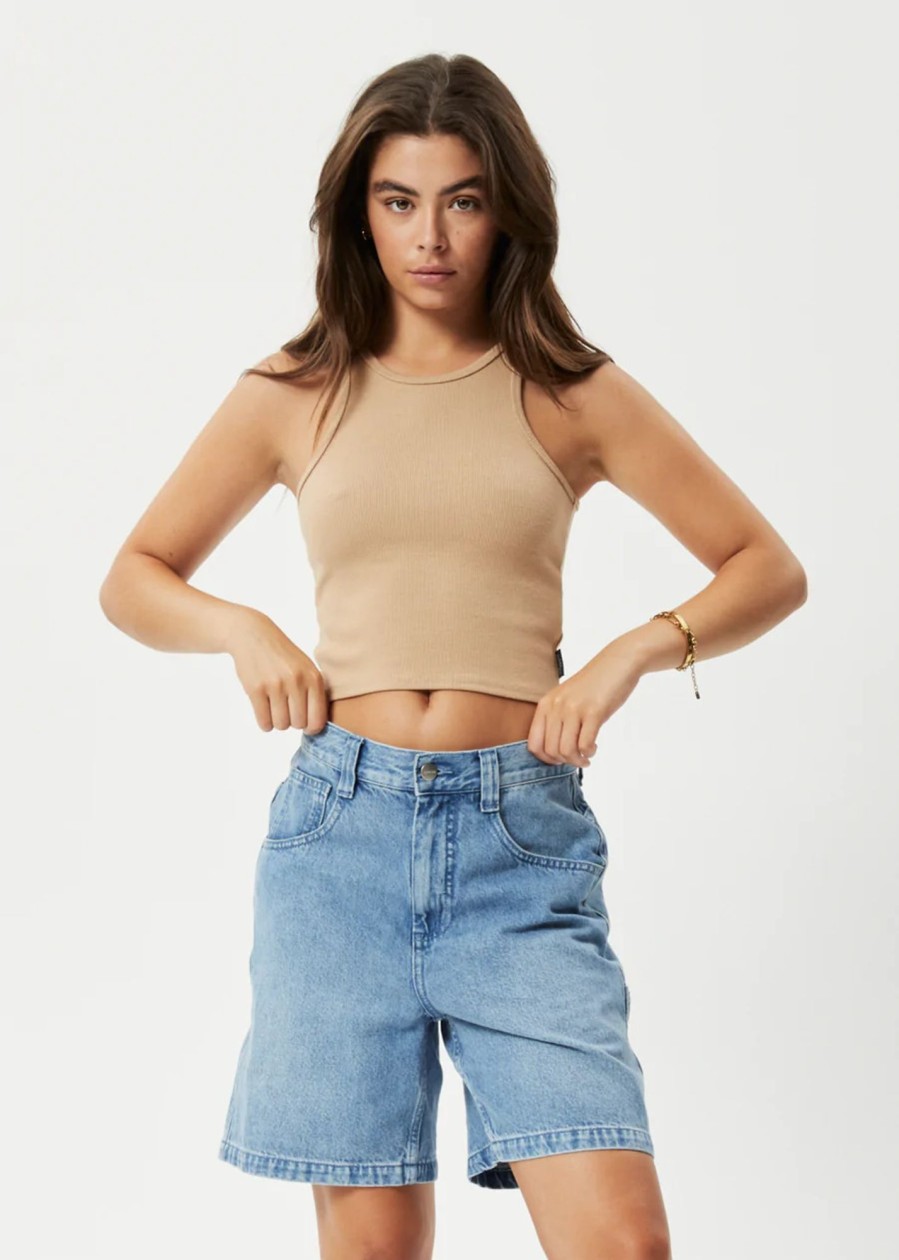 Women'S Clothing Afends | Emilie - Hemp Denim Carpenter Shorts Worn Blue