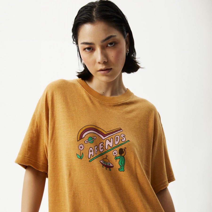 Women'S Clothing Afends | Day Dream Slay - Oversized Graphic T-Shirt Mustard