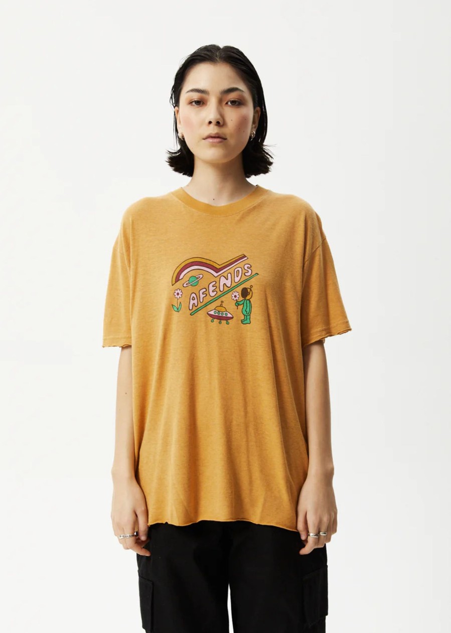 Women'S Clothing Afends | Day Dream Slay - Oversized Graphic T-Shirt Mustard