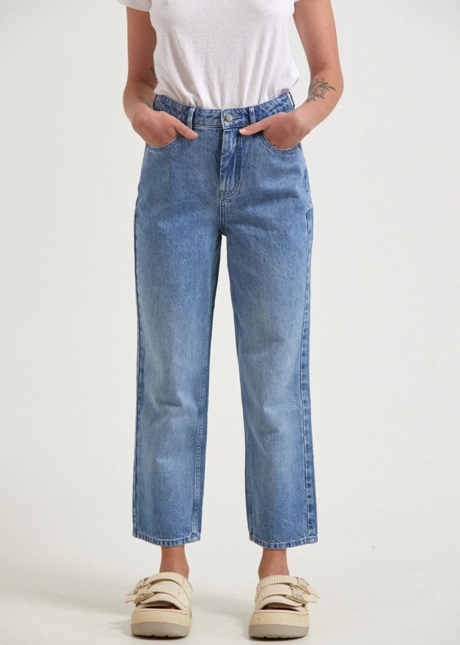 Women'S Clothing Afends | Shelby - Hemp Denim Wide Leg Jeans Stone Blue