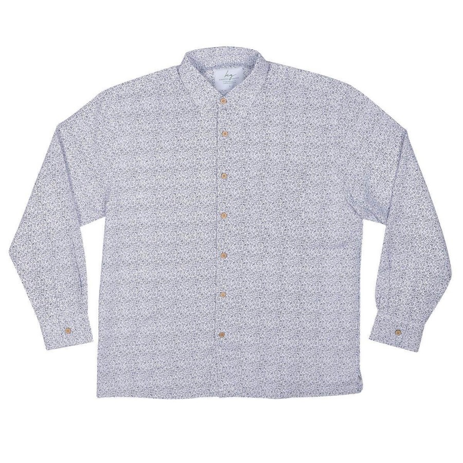 Men'S Clothing Kingston Grange | Bamboo Fibre Long Sleeve Shirt Navy Motif